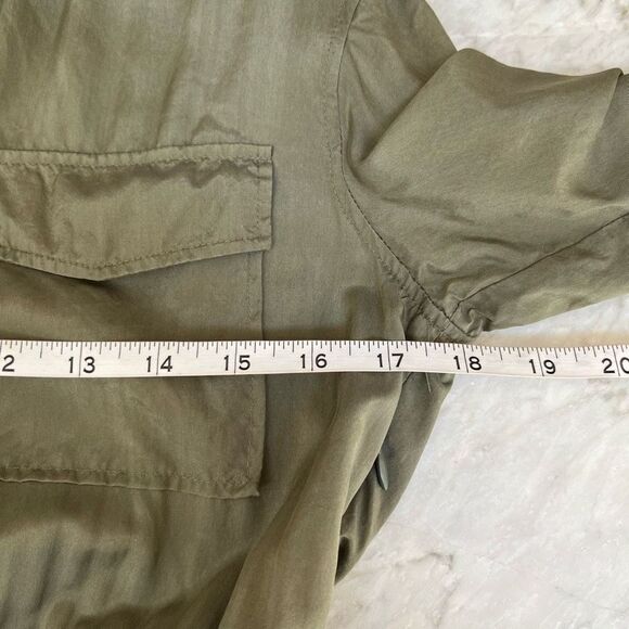 Theory Olive Green 100% Silk Army Dress Size 6 - Picture 6 of 10